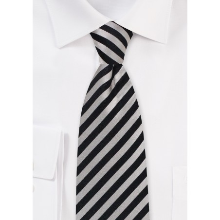 champagne and black striped silk mens neck tie