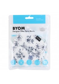 Floral Sketch Filter Mask in White and Ink Blue