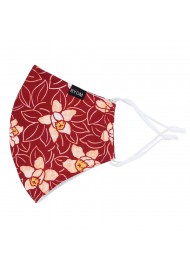 Japanese Floral Print Mask in Ochre Red
