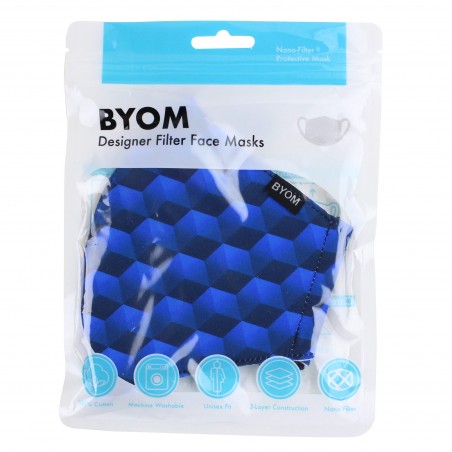 Hex Pattern Filter Mask in Blue in Mask Bag