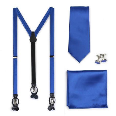 Azure Blue Necktie and Suspender Gift Set