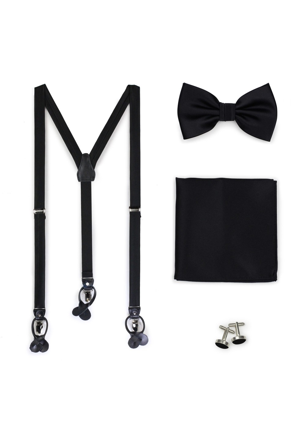 Formal Black Suspender and Bowtie Set