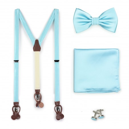 Pool Blue Suspender Bowtie Set