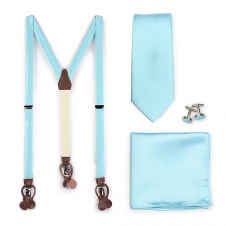 Pool Blue Dress Suspender and Necktie Set