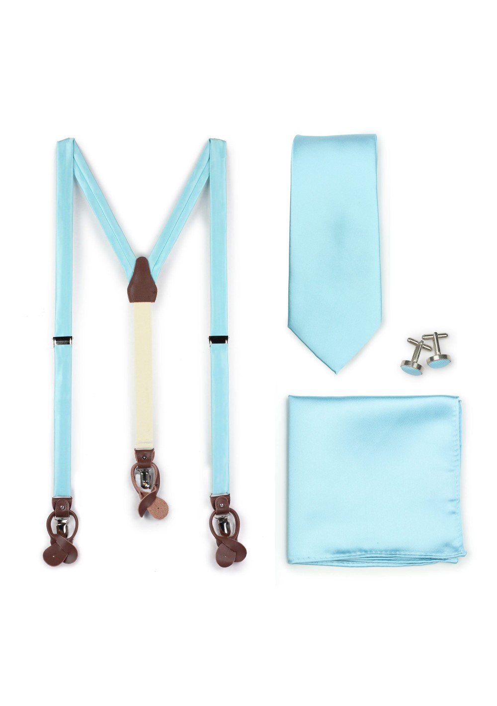 Pool Blue Dress Suspender and Necktie Set