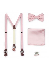 Soft Pink Bowtie and Suspender Set