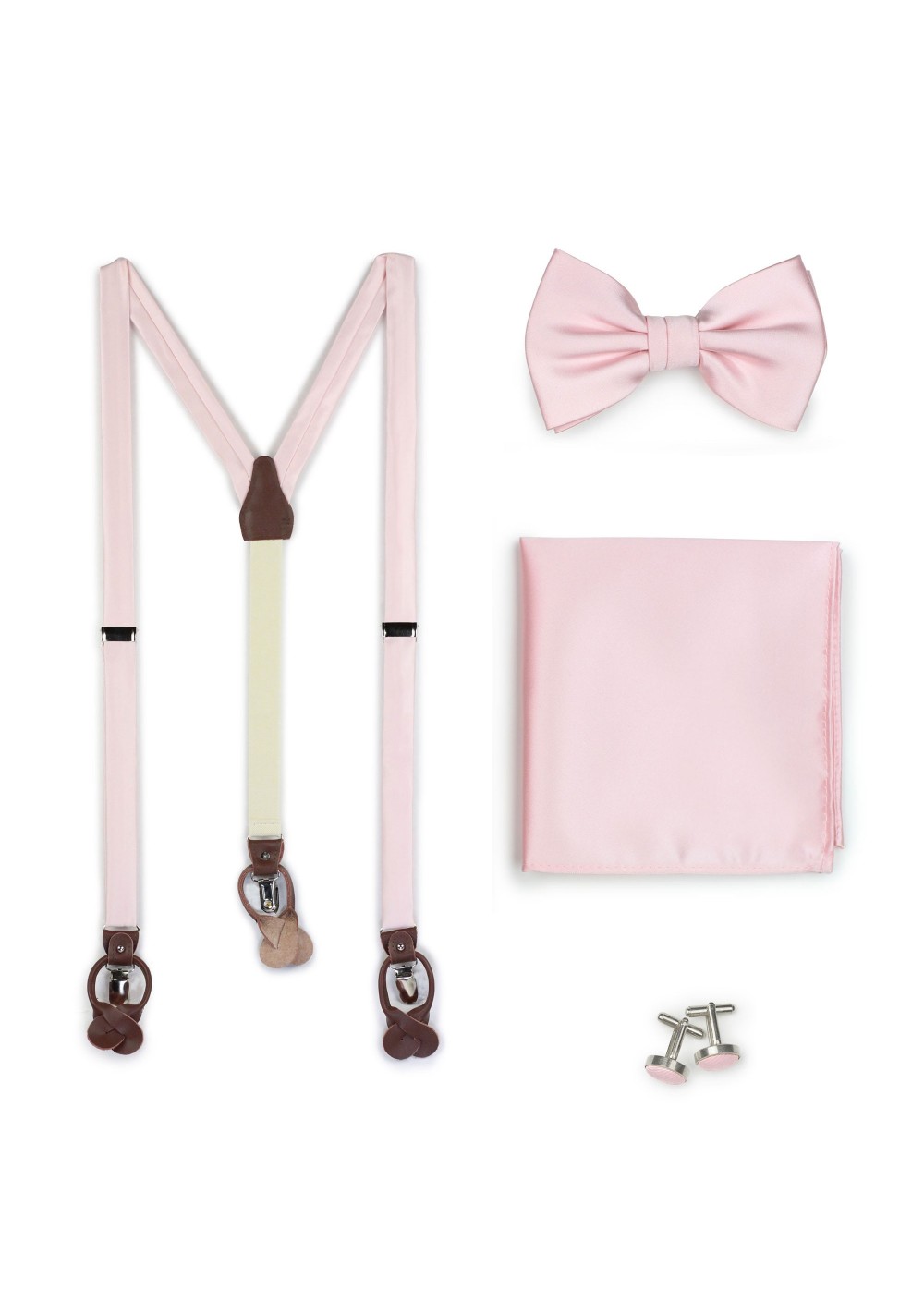 Solid Blush Suspender and Bowtie Set