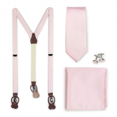 Blush Suspender and Necktie Wedding Gift Set