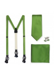 Dress Suspenders and Necktie Set in Clover Green