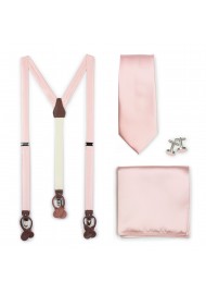 Suspender and Tie Set in Peach Blush