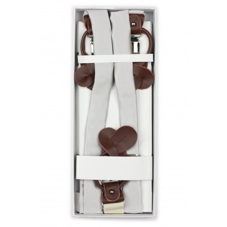Formal Light Silver Suspenders in Box