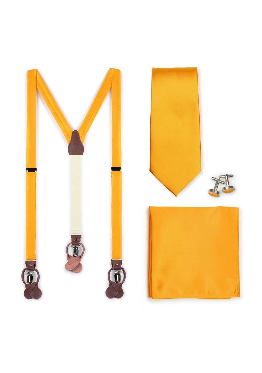 Golden Saffron Suspender and Necktie Set