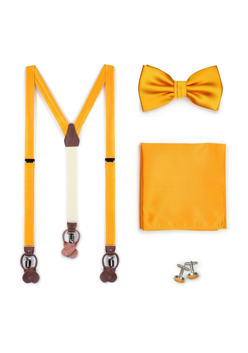 Golden Saffron Bow Tie and Suspender Set