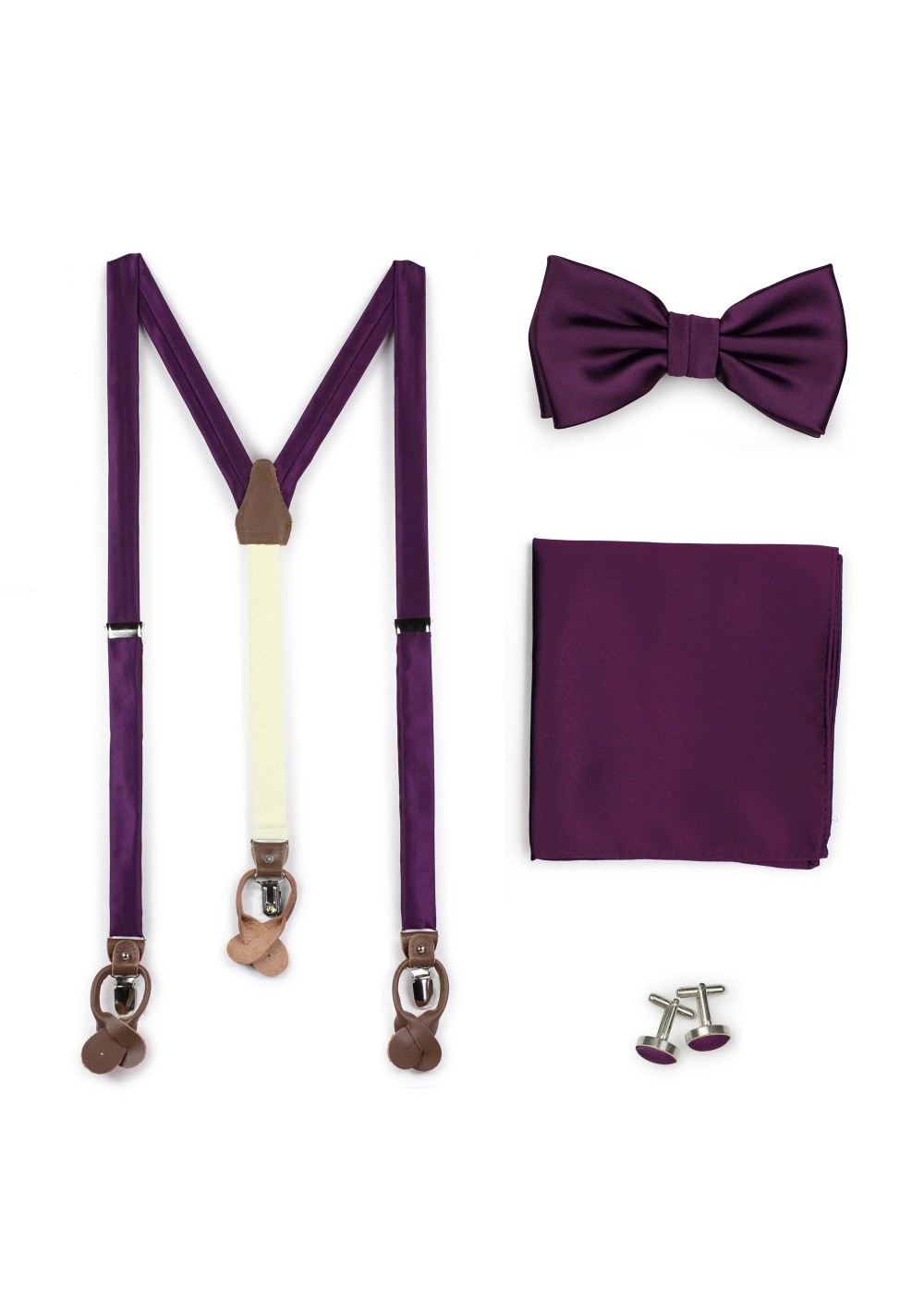Bright Purple Suspenders and Necktie Set