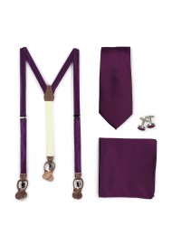 Bright Purple Suspender Necktie Set