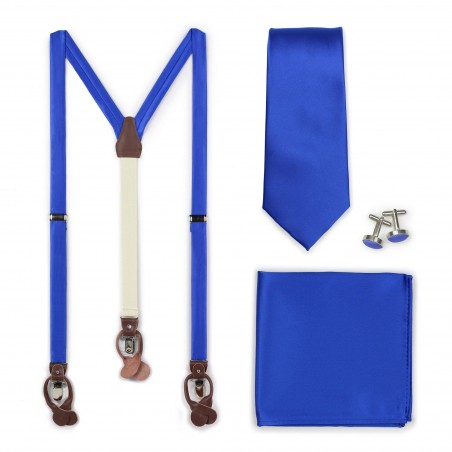 Marine Blue Suspenders and Necktie Set