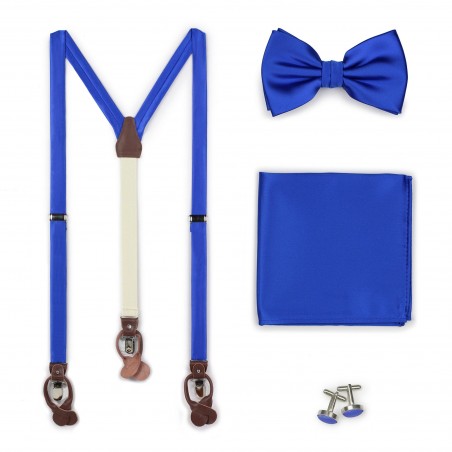 Marine Blue Suspender Bowtie Set