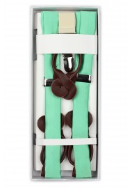 Shiny Mint Colored Suspenders in Box