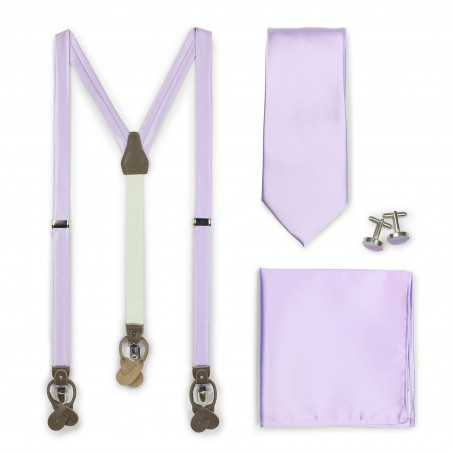 Light Lavender Suspender and Tie Set