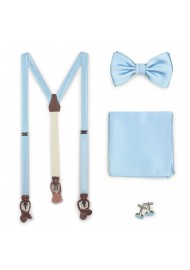 Suspender Bow Tie Set in Powder Blue