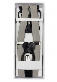 Elegant Silver Gray Suspenders in Box