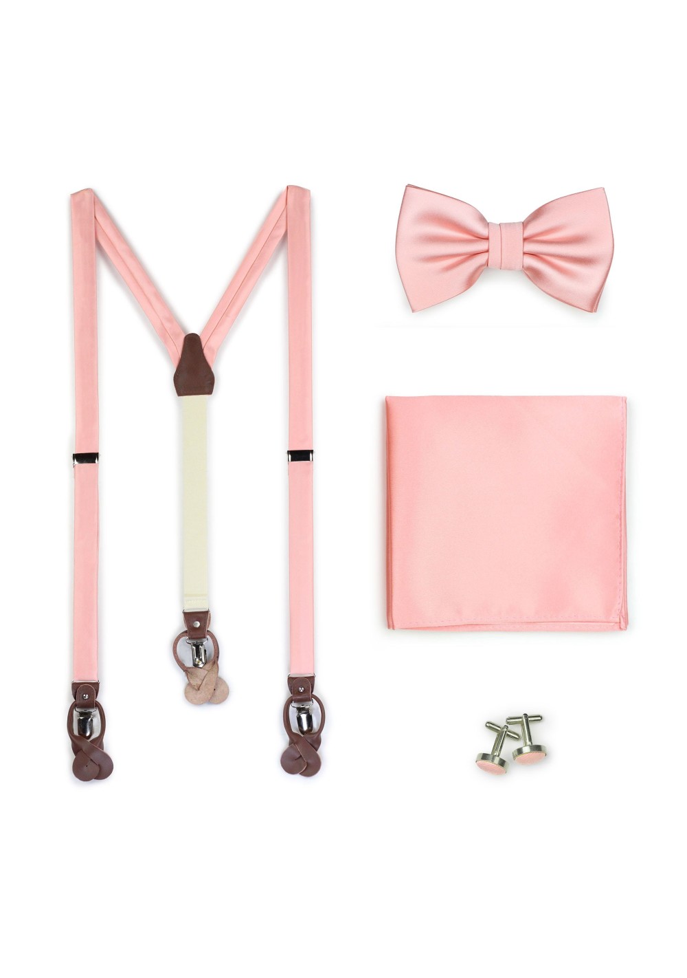 Candy Pink Suspender and Bow Tie Set