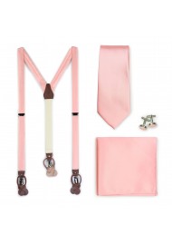 Candy Pink Suspender and Tie Set