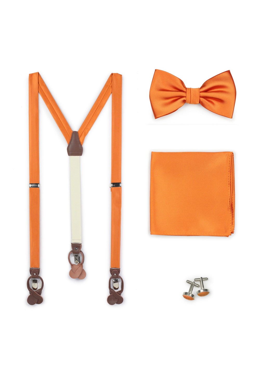 Persimmon Orange bow Tie and suspender set
