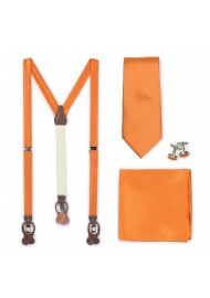 Persimmon Orange Suspender and Tie Set