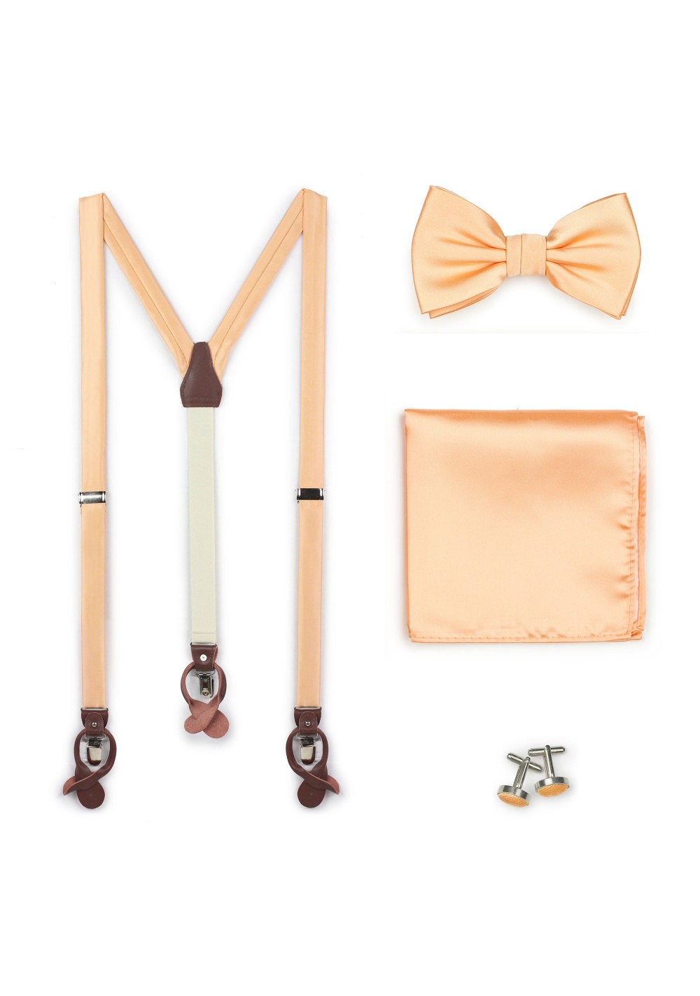 Peach Apricot Suspender Bow Tie Set