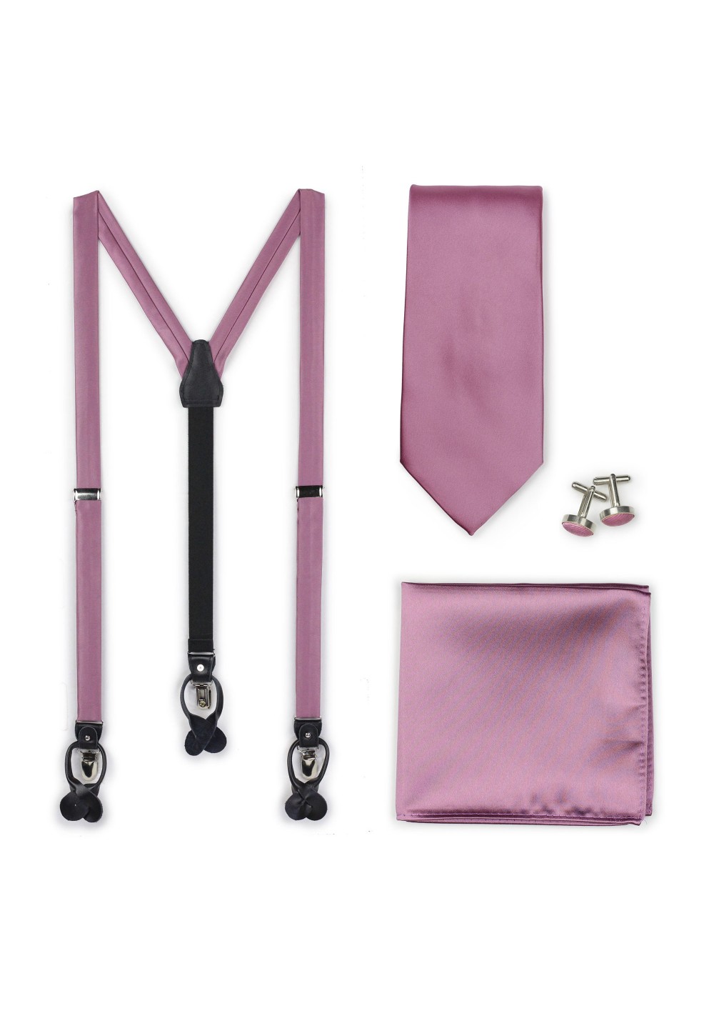 Wedding Suspender and Necktie Set in Rose
