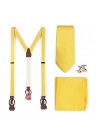 Sunflower Yellow Suspender Necktie Set