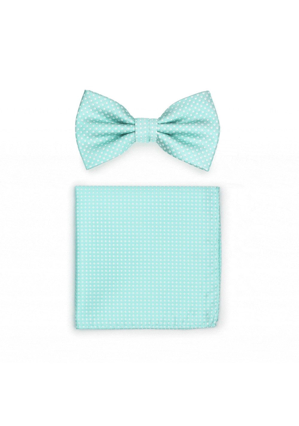 Pin Dot Bow Tie and Hanky Set in Seamist