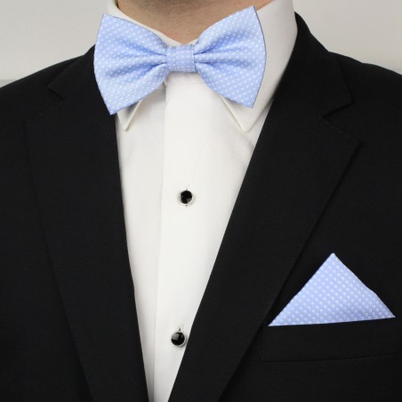 Baby Blue Bow Tie Set | Matching Bow Tie and Pocket Square Set in Baby ...