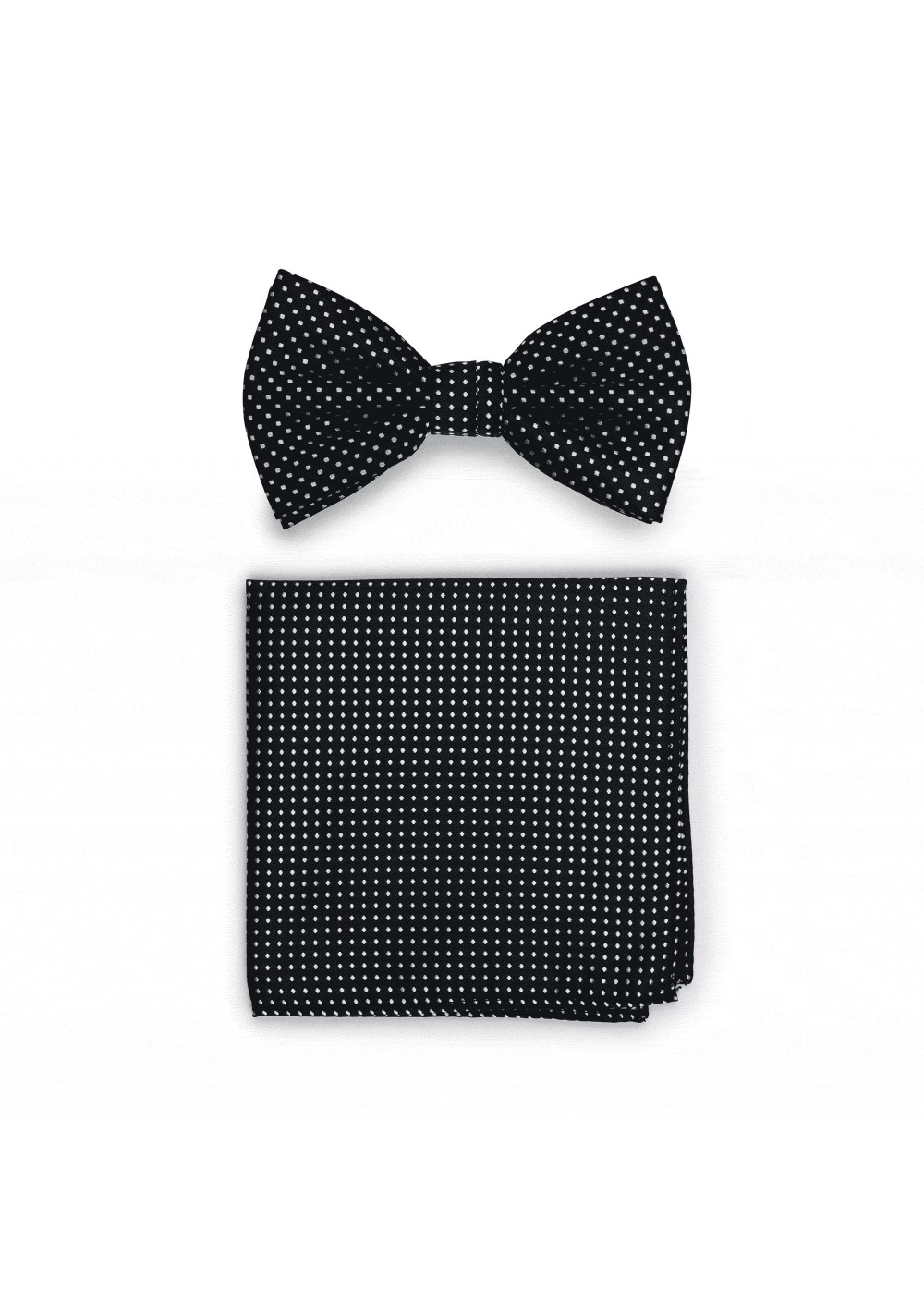 Black Pin Dot Bow Tie + Hanky Set