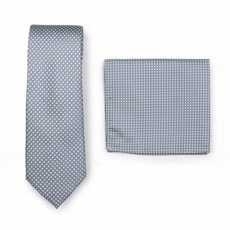 Shadow Gray Pin Dot Tie and Hanky Set