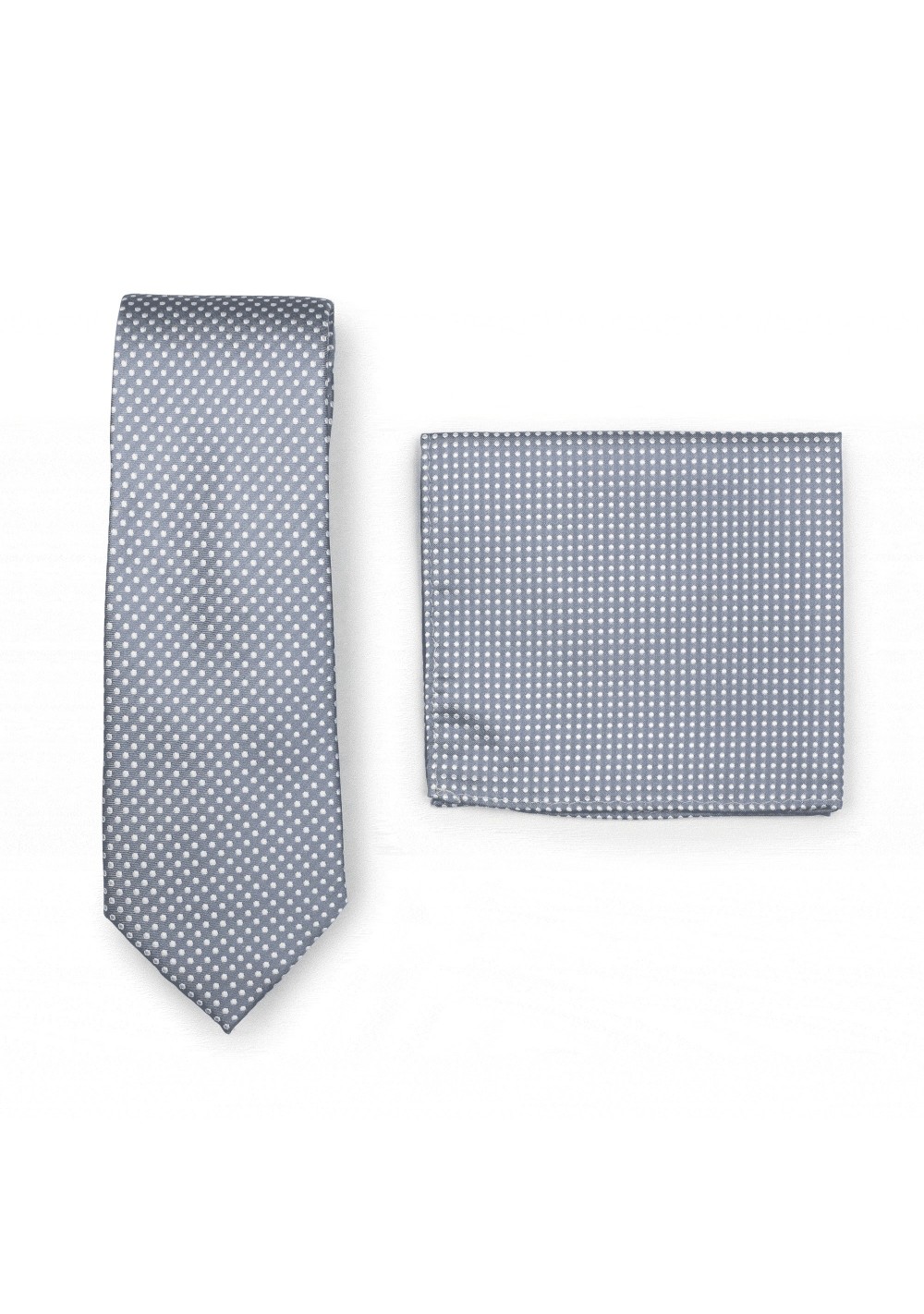 Shadow Gray Pin Dot Tie and Hanky Set