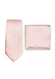 Necktie + Hanky Set in Peach Blush
