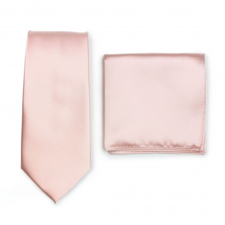 Necktie + Hanky Set in Peach Blush
