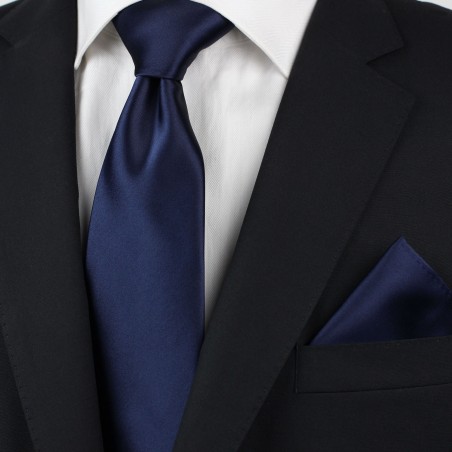 Necktie + Hanky Set in Navy Styled