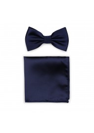 Classic Navy Bow Tie and Hanky Set
