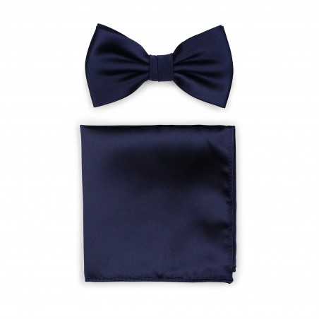 Classic Navy Bow Tie and Hanky Set