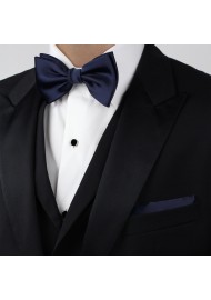 Classic Navy Bow Tie and Hanky Set Styled