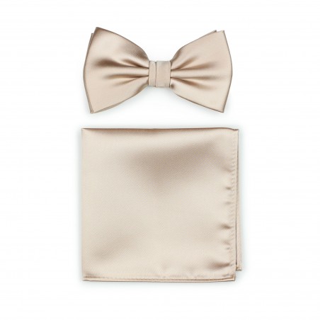 Champagne Bowtie and Pocket Square Set