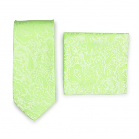 Pistacchio Green Paisley Necktie Set