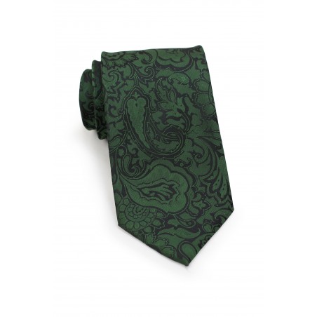 Pine Forest Green Paisley Tie