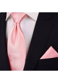 Petal Pink Necktie Pocket Square Set Styled