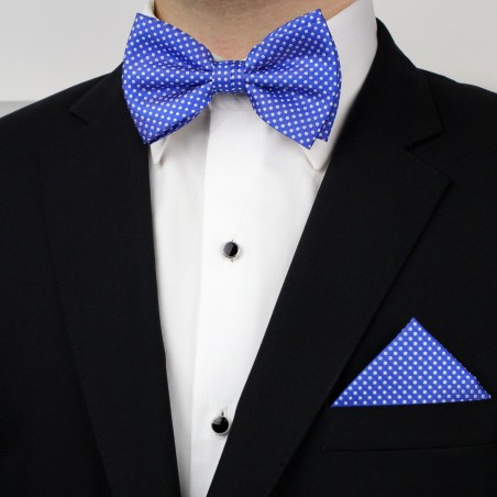 Horizon Blue Pin Dot Bow Tie Set Styled
