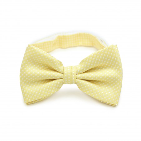 Soft Yellow Pin Dot Bow Tie