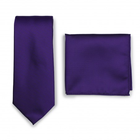Textured Tie + Hanky Set in Regency Purple